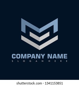 abstract letter M arrow vector logo