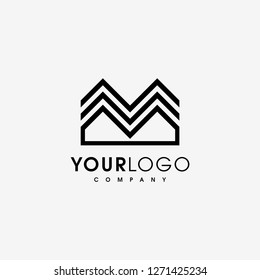 Abstract letter M, B logo design template. Line creative sign. Universal vector icon. - Vector