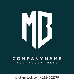 Abstract letter M B shield logo design template