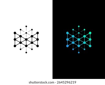 abstract Letter M biotech or M tech or M lab logo concept vector icon