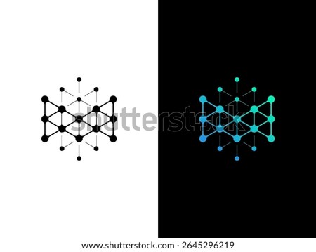 abstract Letter M biotech or M tech or M lab logo concept vector icon