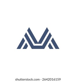 Abstract Letter M Blue Logo Design