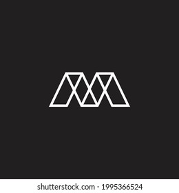 abstract letter m bridge construction line geometric logo vector