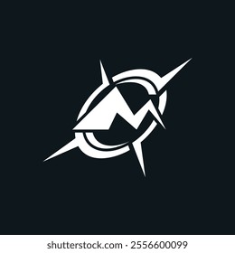 abstract letter M compass logo design vector icon template