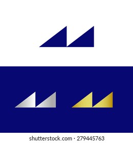 Abstract letter M consists of two triangle 