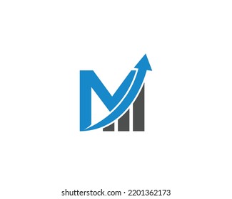 Abstract Letter M Finance and Marketing Logo Designs Concept. Creative Accounting, Up Arrow and Investment Vector Icon.