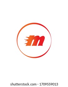 Abstract letter M with fire flame logo template, vector logo for business and company identity 
