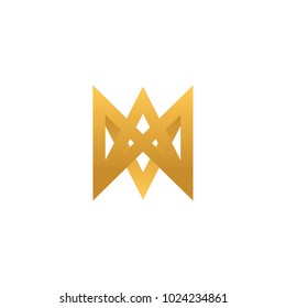 Abstract letter m with gold color logo template vector