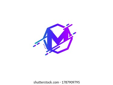 Abstract Letter M Gradient Color Shape Polygon Logo