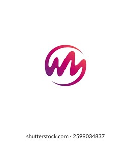 abstract letter m logo in circle emblem shape concept flat vector design