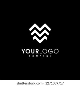 Abstract letter M logo design template. Line creative sign. Universal vector icon. - Vector