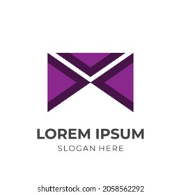 abstract letter M logo design template concept vector with flat purple color style