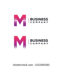 Abstract Letter M Logo design with Pixels Hexagon Shape for Technology and Digital Business Company