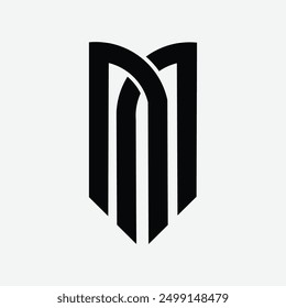 Abstract letter M logo design. Linear creative monochrome monogram. M logo concept. Construction and business vector logo