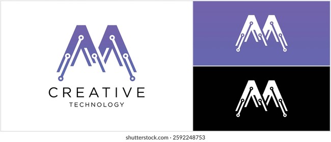 Abstract letter M logo design Template Vector Illustration. icons for business of technology, elegant, simple.