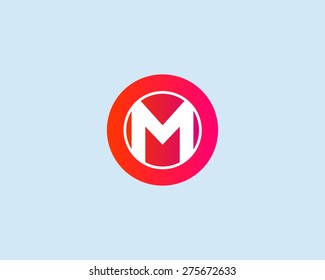 Abstract letter M logo design template. Colorful circle vector icon.