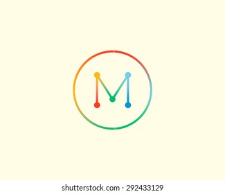 Abstract letter M logo design template. Colorful lined creative sign. Universal vector icon.