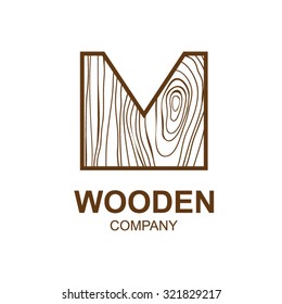 Abstract letter M logo design template with wooden texture,home,Logo design,Vector illustration,concept wood, sign,symbol,icon,Interesting design template for your company logo