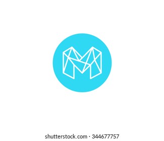 Abstract letter M logo design template. Structure simple line sign. ?ontact, business, medicine, development, mobile app vector symbol icon. 