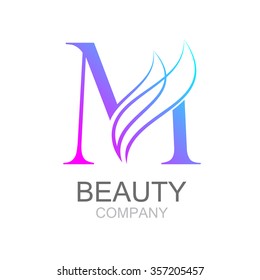 Abstract letter M logo design template with beauty industry and fashion logo.cosmetics business, natural,spa salons. yoga, medicine companies and clinics