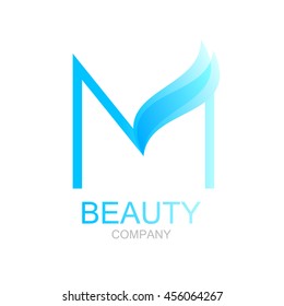 Abstract letter M logo design template with beauty spa salons. yoga