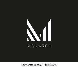 Abstract letter M logo design. Linear creative monochrome monogram symbol. Universal elegant vector icon. Premium business finance logotype.