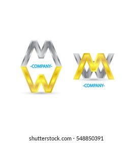 Abstract letter M and M logo design. Elegant vector icon logotype.