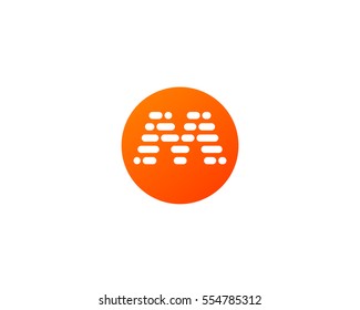 Abstract letter M logo design template.  Dynamic code vector logotype. Dots blocks sign mark. Data font icon symbol