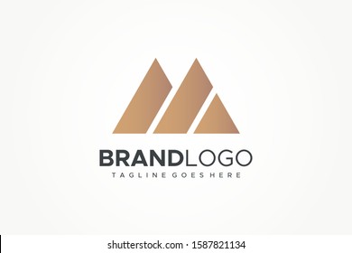 Abstract Letter M Logo Geometric Triangle. Flat Vector Logo Design Template Element