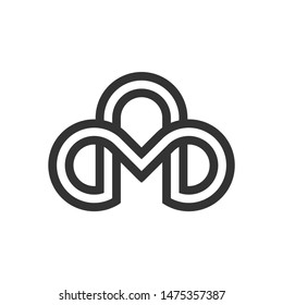 Abstract letter M logo icon. Creative linear cloud logo design vector