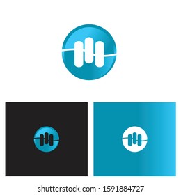 abstract letter M logo as three lines on top of gradient circle