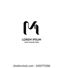 Diseño vectorial de la letra abstracta M. Plantilla de icono de símbolo de curva.