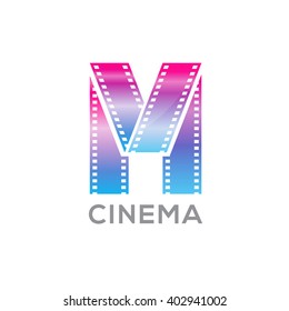 Abstract letter M logo for videotape film production