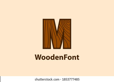 Abstract letter M logo with wood grain texture design concept. modern and creative logo design.