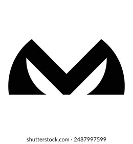 Logotipo Abstractas de la letra M, alfabeto cibernético digital hecho estilo futurismo. Elegante logotipo minimalista M para uso versátil Diseño de logotipo de alto contraste M para marcas modernas sobre un fondo blanco.