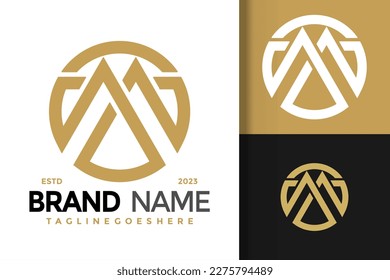 Abstract letter M minimal logo vector icon illustration