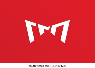 Letra abstracta plantilla de diseño del logotipo M o MM sobre fondo rojo, esp10 aislado
