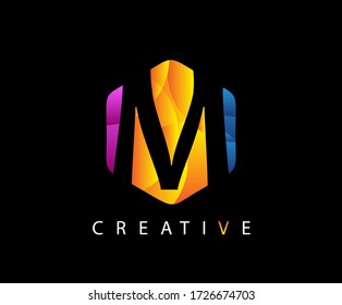 Abstract Letter M Modern Hexagon Logo Design.