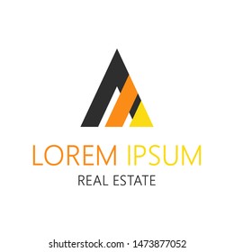 Abstract Letter A and M. Modern Triangle Real Estate Logo Design Vector