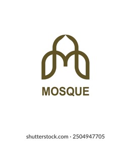 Abstract letter m with mosque symbol logo vector 