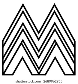 Abstract letter m shape, a bold and modern design with geometric lines forming a stylized letter