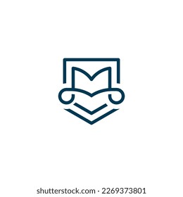 Letra abstracta plantilla de diseño del logotipo del escudo M.