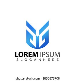 Abstract Letter M Shield safe logo design element vector illustration