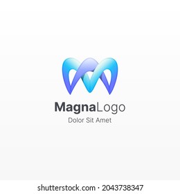 Abstract letter m with smooth gradient logo