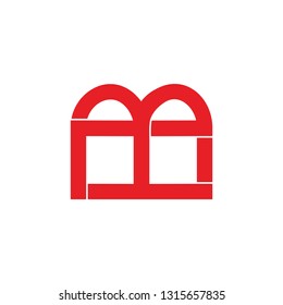 abstract letter m store front building design logo