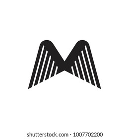 abstract letter m stripes wings logo vector