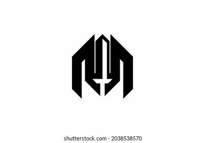 Abstract Letter M Sword Logo