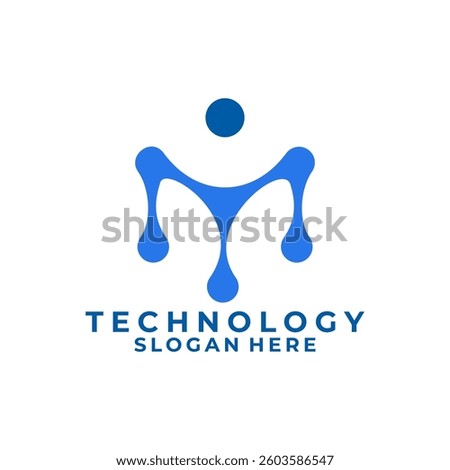 Abstract Letter M tech logo design. Digital Letter M logo design vector