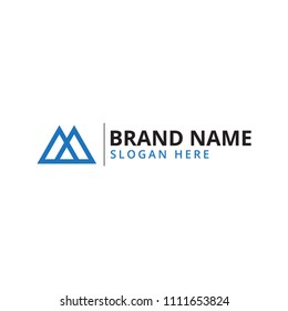 Abstract letter m triangle logo design template vector