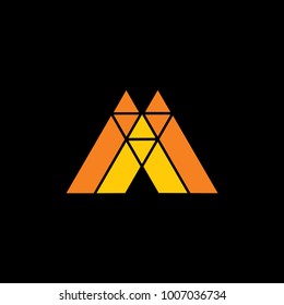 abstract letter m triangles objects logo vector